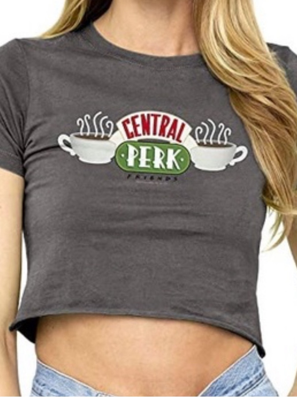 Central Perk Gray Crop Tee - Women's Graphic Top